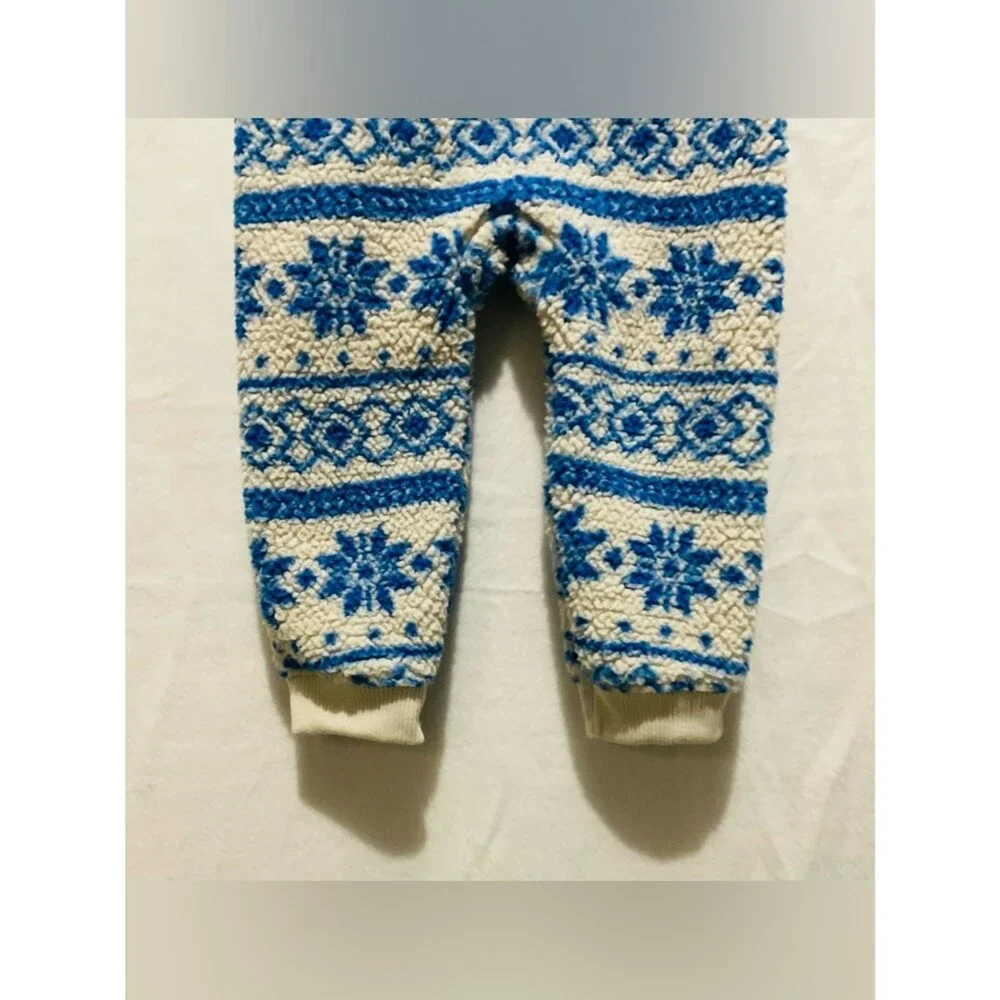 Carter's 24M Baby Boy Blue Nordic Snowflake Sherpa Fleece One-Piece Pajama Pram